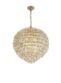 Coniston French Gold Crystal Ceiling Lights Diyas Spherical Crystal Fittings